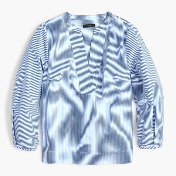 J. Crew Tops - NWT J. Crew Open VNeck Cotton Poplin Top Stripe 2X